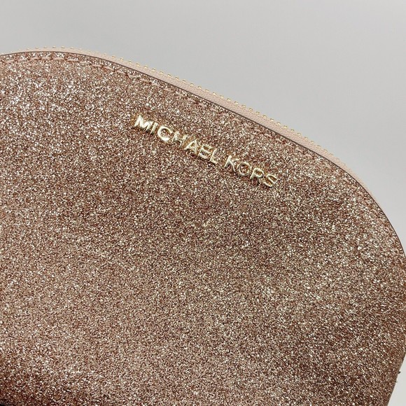 Michael Kors Alex Medium Travel Pouch Leather Glitter Holiday Christmas NWT $98 - Picture 7 of 9
